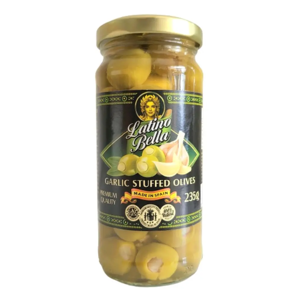Oliu Xanh Nhồi Tỏi, Garlic Stuffed Olives (235g) - LATINO BELLA